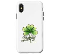 Lucky Girl Green Shamrock Tre foglie Design del trifoglio Custodia per iPhone X/XS