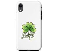 Lucky Girl Green Shamrock Tre foglie Design del trifoglio Custodia per iPhone XR