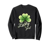Lucky Girl Green Shamrock Tre Foglie Design del Trifoglio Felpa