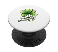 Lucky Girl Green Shamrock Tre foglie Design del trifoglio PopSockets PopGrip Adesivo