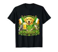Lucky Golden Retriever St Patrick’s Day Green Beer Shamrock Maglietta