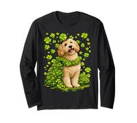 Lucky Goldendoodle con Shamrocks St Patricks Day Dog Maglia a Manica