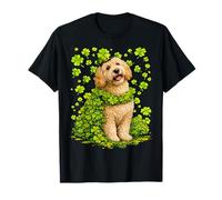 Lucky Goldendoodle con Shamrocks St Patricks Day Dog Maglietta