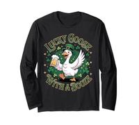Lucky Goose con Booze St Patricks Day Irlanda Trifoglio Maglia a Manica