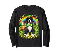Lucky Great Dane St Patrick’s Day Rainbow Shamrock Dog Lover Maglia a Manica