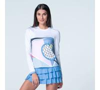 Lucky in Love Linen Intuition Manica Lunga Donna-Bianco,Multicolore bianco, Taglia: S