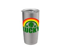 Lucky Irish Four Leaf Clover Irlanda St Patricks Day Rainbow Bicchiere termico in acciaio inox doppia parete