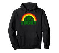 Lucky Irish Four Leaf Clover Irlanda St Patricks Day Rainbow Felpa con Cappuccio
