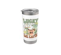 Lucky Lil Latte Cute Coffee Shamrock St Patricks Day Bicchiere termico in acciaio inox doppia parete