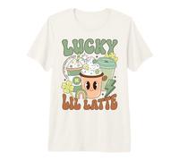 Lucky Lil Latte Cute Coffee Shamrock St Patricks Day Maglietta Premium