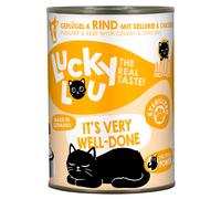 Lucky Lou Adult 24 x 400 g umido gatto - Pollame e Manzo