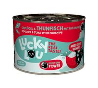 Lucky Lou Adult 6 x 200 g umido gatto - Pollame e Tonno