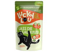 Lucky Lou Adult Buste 16 x 125 g umido gatto - Manzo e Cinghiale