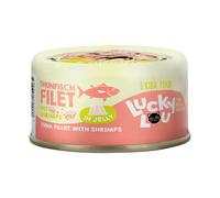 Lucky Lou Extra Food Filet 12 x 70 g umido in Gelatina per gatti - Filetto di Tonno con Gamberetti