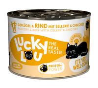 Lucky Lou Sterilised 6 x 200 g umido gatto - Pollame e Manzo