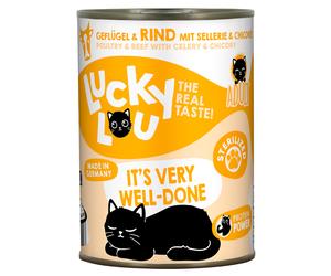 Lucky Lou Sterilized 6 x 400 g umido gatto - Pollame e Manzo