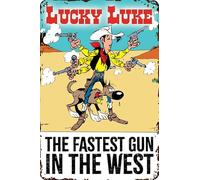LUCKY LUKE - Targa in metallo, serie Comic Fans, western, cowboy, Wild West, motivo: avventure umoristiche, 20 x 30 cm