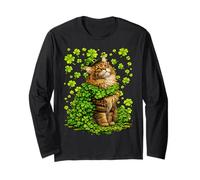Lucky Maine Coon con trifogli trifogli St Patricks Day Cat Maglia a Manica