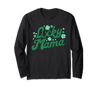Lucky Mama St Patricks Day Shamrock Madre Celebrazione Maglia a Manica