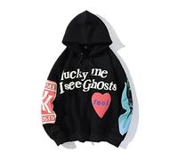 Lucky Me I See Ghosts Felpa con cappuccio Hip Street Rapper Unisex Coppia Felpa con Stampa Novità, B, XL