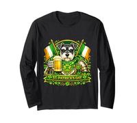 Lucky Miniature Schnauzer St Patrick’s Day Beer Shamrock Maglia a Manica