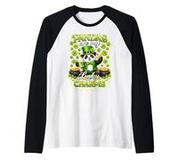 Lucky Panda Shamrocks St Patricks Day Green Beer Leprechaun Maglia con Maniche Raglan
