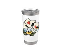 Lucky Poker Hand Tatuaggio Tradizionale Flash Bicchiere termico in acciaio inox doppia parete
