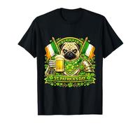 Lucky Pug St Patrick’s Day Green Beer Shamrock Leprechauns Maglietta