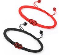 Lucky Red Black String Bracciale Uomo Donna Fatti a Mano Regolabile Tessuto Braslet Coppia Braclet Yoga Gioielli da Meditazione Fatti a Mano Clever And Attractive