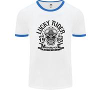 Lucky Rider Dead Head Motorbike Biker Uomo Ringer T-Shirt