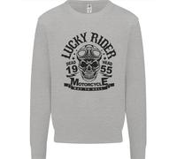 Lucky Rider Dead Head Motorbike Biker Uomo Sweatshirt Jumper