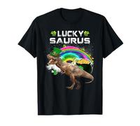 Lucky Saurus Dinosaur Lucky Shamrock Funny St Patricks Day Maglietta