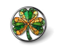 Lucky Shamrock Clover Stained Glass Spilla rotonda per uomo donna moda distintivo collare pin vestito giacca zaino accessori