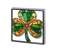 Lucky Shamrock Clover Stained Glass Spille e spille unisex quadrata leggera bavero distintivo gioielli per abbigliamento scialle cappello