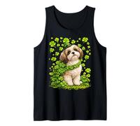 Lucky Shih Tzu con Shamrocks St Patricks Day Barbuto Dog Canotta