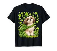 Lucky Shih Tzu con Shamrocks St Patricks Day Barbuto Dog Maglietta