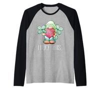 Lucky St. Patricks Day GNOME for Women with Cute Shamrock Maglia con Maniche Raglan