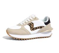 LUCKY STEP Scarpe da Ginnastica con Piattaforma per Donna - Sneakers Tennis Retro, Casual da Passeggio, Eleganti, Resistenti, Deluxe, da Corsa e Skate (Beige/Leopardo, 8.5US-39EU-6UK)