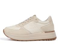 LUCKY STEP Scarpe da Passeggio Donna | Sneaker con Piattaforma Moda Donna, Scarpe Casual con Lacci (Maglia Beige, 8US-38EU-5UK)