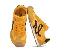 LUCKY STEP Scarpe da Tennis Retro per Donna - Sneaker Classiche Casual in Pelle Genuina con Suola Sottile e Leggera, Eleganti e comode (Giallo/Nero, 8US-38EU-5UK)