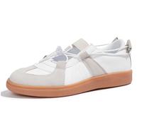 LUCKY STEP Scarpe Donna Moda Retro - Casual, Comode Ballet Flats, Leggere & Respiranti, Scarpe da Skate (Bianco/Grigio, 9US-40EU-7UK)