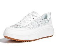 LUCKY STEP Sneakers da Donna alla Moda, robuste, Casual, Scintillanti, retrò, Scarpe da Passeggio Intrecciate (Strass Bianco, 6US-36EU-3UK)