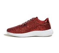 LUCKY STEP Sneakers da Donna con Glitter, Strass e Paillettes Metalliche, Scarpe da Tennis Leggere. (Rosso, 7US-37EU-4UK)