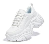 LUCKY STEP Sneakers robuste da Donna, Scarpe Casual con Plateau alla Moda, comode Sneakers con Zeppa (Bianco, 11US-42EU-9UK)