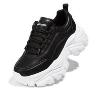 LUCKY STEP Sneakers robuste da Donna, Scarpe Casual con Plateau alla Moda, comode Sneakers con Zeppa (Nero/Bianco, 6US-36EU-3UK)