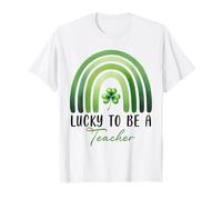 Lucky To Be A Teacher St Patricks Day Shamrock Rainbow Maglietta