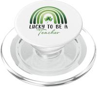 Lucky To Be A Teacher St Patricks Day Shamrock Rainbow PopSockets PopGrip per MagSafe