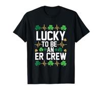 Lucky to be an ER Crew San Patrizio EKG Heartbeat Maglietta