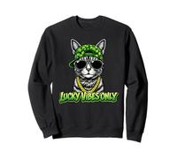 Lucky Vibes Only St Patricks Day Shamrock Irish Leprechaun Felpa