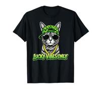 Lucky Vibes Only St Patricks Day Shamrock Irish Leprechaun Maglietta
